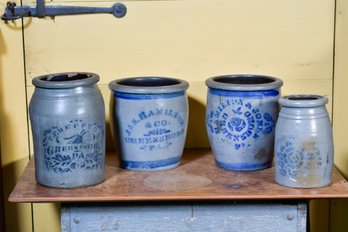 Four 19th C. Pennsylvania Stoneware Crocks (CTF20)