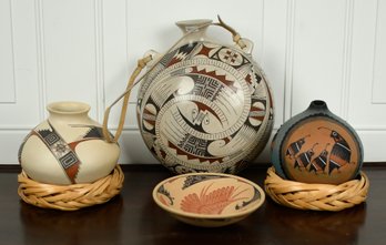 Indigenous Vessels, Three Ceramic And One Gourd (CTF20)