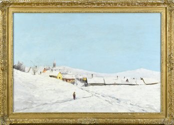Vintage European Oil Painting, Winter Scene (CTF20)