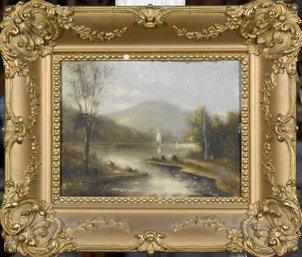 Antique NH Primitive Landscape Oil (CTF10)