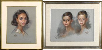 Two Vintage Charcoal Portraits By Kuhl (CTF20)