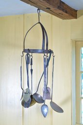 Antique Iron Meat Rack With Brass And Copper Utensils (CTF10)