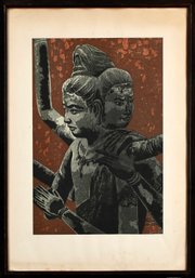 Shiro Kasamatsu Woodblock Print, Three Headed Deity (CTF10)