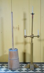 Vintage Butter Churn And Floor Candle Holder (CTF20)