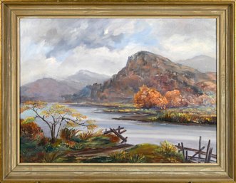 Vintage Oil On Canvas, Autumn Landscape (CTF10)