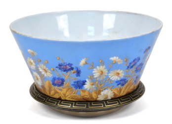 Victorian Decorated Milk Glass Bowl (CTF10)