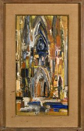 Mid-Century Oil On Canvas, Cathedral Doors (CTF10)