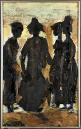 Vintage Mixed Media Paper And Oil, Four Figures (CTF10)
