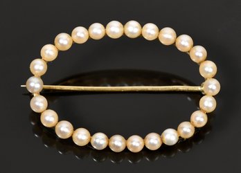 Antique 14k Oval Pearl Pin (CTF10)