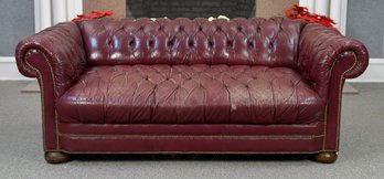 Vintage Red Leather Chesterfield Style Loveseat (CTF50)