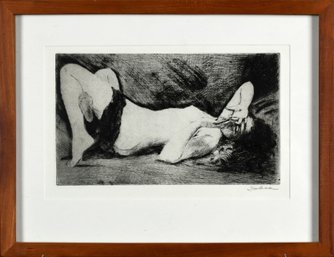 Leon Louis Dolice Etching, Reclining Nude (CTF10)