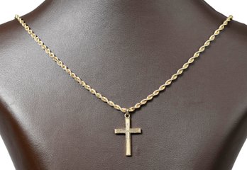 14k Yellow Gold Rope Chain W/ Gold Filled Cross (CTF10)