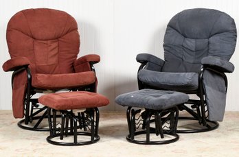 Two Rocking, Swiveling And Reclining Chairs With Ottomans (CTF40)