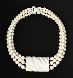 Vintage Patricia Von Musulin Carved Bone Necklace (CTF10)