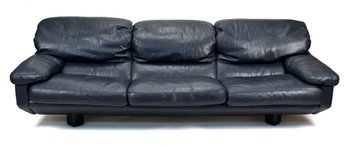 Zani Italian Navy Leather Couch (CTF40)