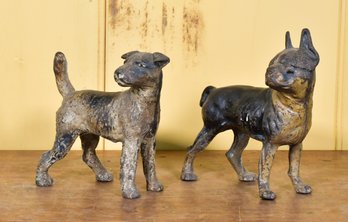 Two Antique Dogs Iron Door Stops (CTF10)