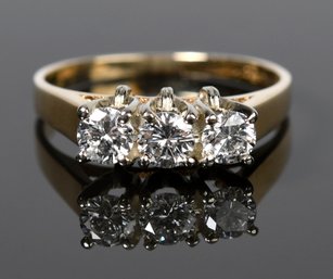 14k Gold Three Stone Diamond Ring (CTF10)