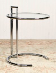 Vintage Eileen Gray Style Adjustable Chrome And Glass Table (CTF20)