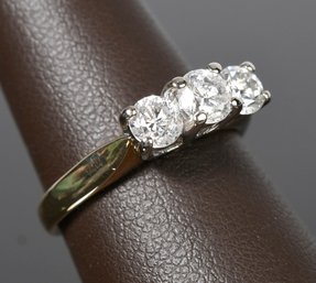 14k Gold Three Stone Diamond Ring (CTF10)