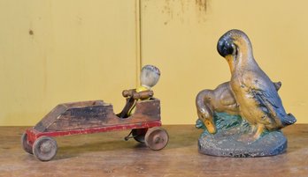 Antique Duck Doorstop And Vermont Toy (CTF10)