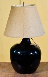 19th C. Obsidian Blown Glass Bottle Lamp (CTF20)