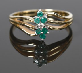 14k Emerald And Diamond Ring (CTF10)