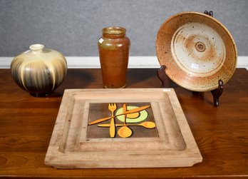 Vintage Studio Pottery And Cheese Board, 4pcs (CTF10)