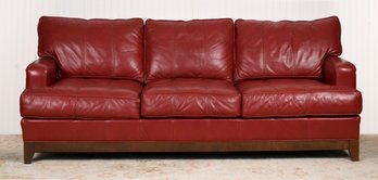 Ethan Allen Red Leather Sofa (CTF50)