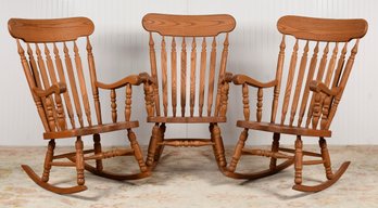 Three Large Oak Rocking Chairs, 3 (CTF40)