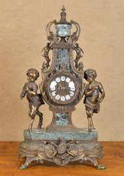 Vintage Marble And Brass Mantle Clock (CTF20)