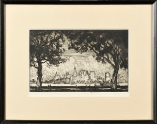 Joseph Pennell Etching, New York From Governors Island (CTF10)