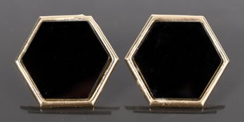 14k Gold Peter Brams Designs Onyx Earrings (CTF10)