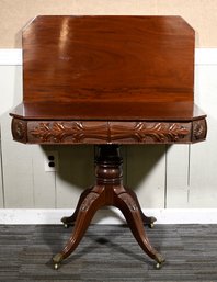19th C. MA Carved Mahogany Games Table (CTF20)