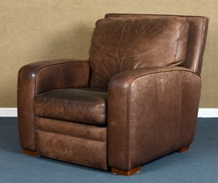 Crate & Barrel Brown Leather Reclining Chair (CTF30)