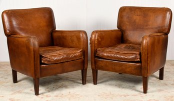 Pr. Vintage Brown Leather Armchairs (CTF30)