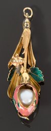 Antique Art Nouveau 14k Gold Enamel Pendant (CTF10)