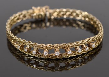 Vintage 14k Gold Diamond Bracelet (CTF10)