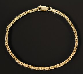 14k Gold Byzantine Bracelet & 'macaroni' Post Earrings (CTF10)