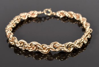 Vintage 14k Yellow Gold Tapered Rope Bracelet (CTF10)