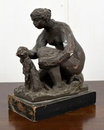 Vintage Plaster Sculpture After Renoir, Kneeling Nude (CTF10)