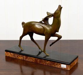 Michel Decoux Art Deco Bronze Elk Sculpture (CTF10)
