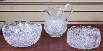 Pepi Herrmann Cut Glass Bowls And Pitcher (CTF20)