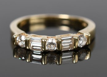 14k Gold Baguette & Round Diamond Band (CTF10)