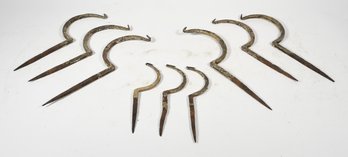 Nine Early 19th C. Iron Hooks (CTF10)