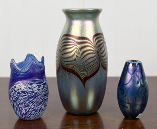 Three Vintage Art Glass Vases (CTF10)