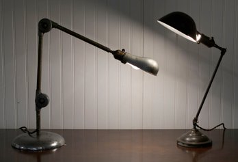 Two Vintage Adjustable Metal Desk Lamps (CTF10)