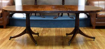 Antique Small Mahogany Double Pedestal Dining Table (CTF30)