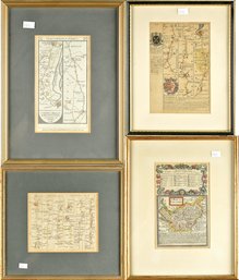 Framed Antique Book Plate Maps, 4pcs (CTF10)