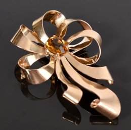 14k Gold And Citrine Bow Pin (CTF10)