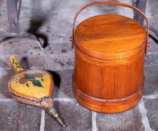 Antique Firkin And Painted Bellows (CTF20)